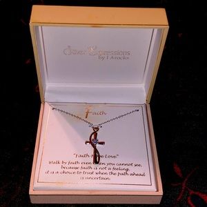 NWT FAITH HOPE LOVE SILVER & GOLD CROSS NECKLACE